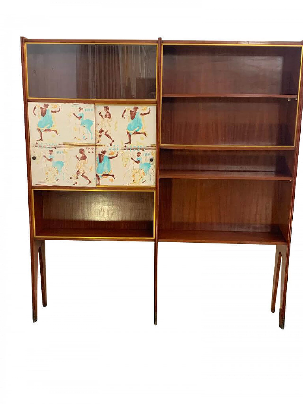 Mahogany showcase with bronze tips in style Osvaldo Borsani, 50s 1191404