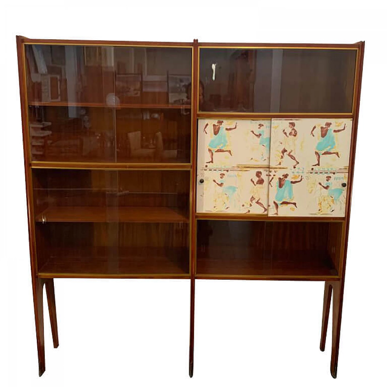 Vintage Mahogany Bookcases with Decorated Doors 1191406