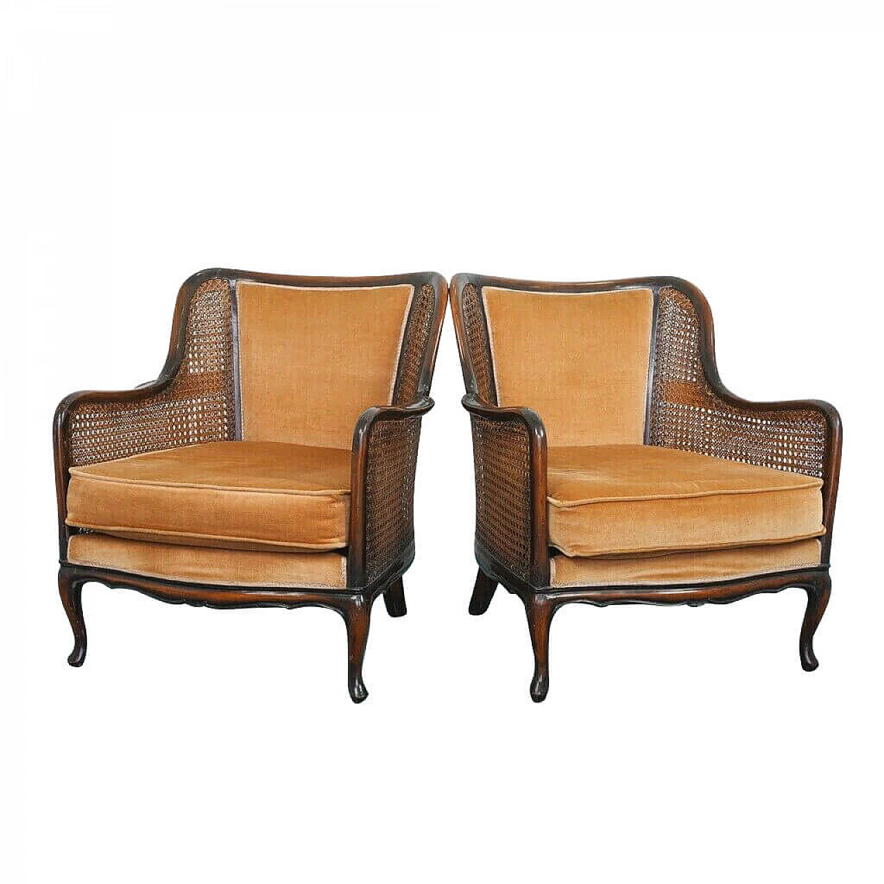 Pair of Bergere armchairs in Vienna straw, 1930s 1191412