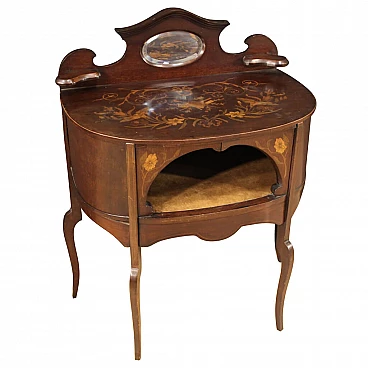 English inlaid vanity table in mahogany, maple and fruit woods, 1920s