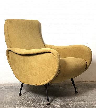 Lady armchair in the style of Marco Zanuso in yellow, 50s