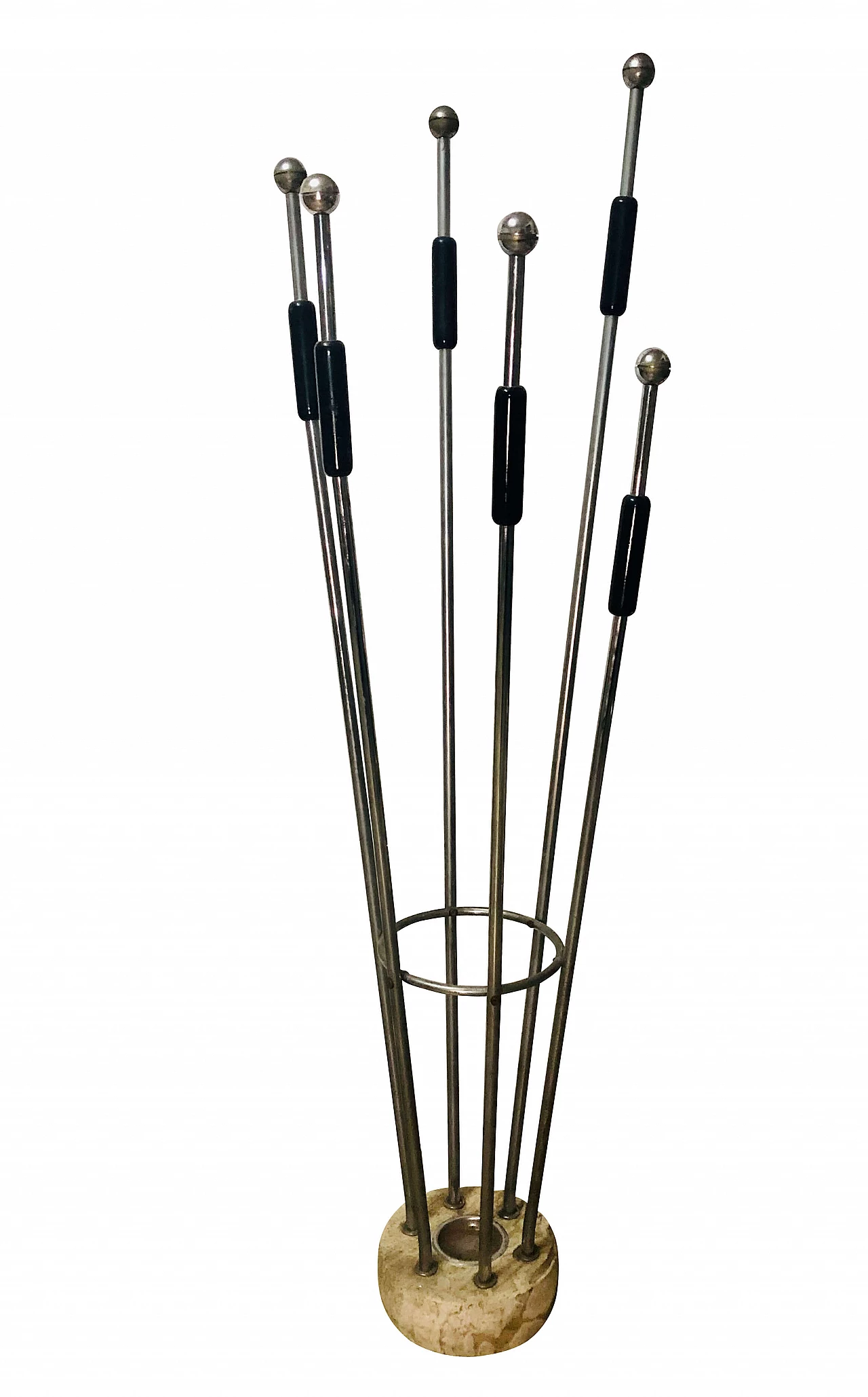 Coat stand in steel and travertine, 70s 1191882