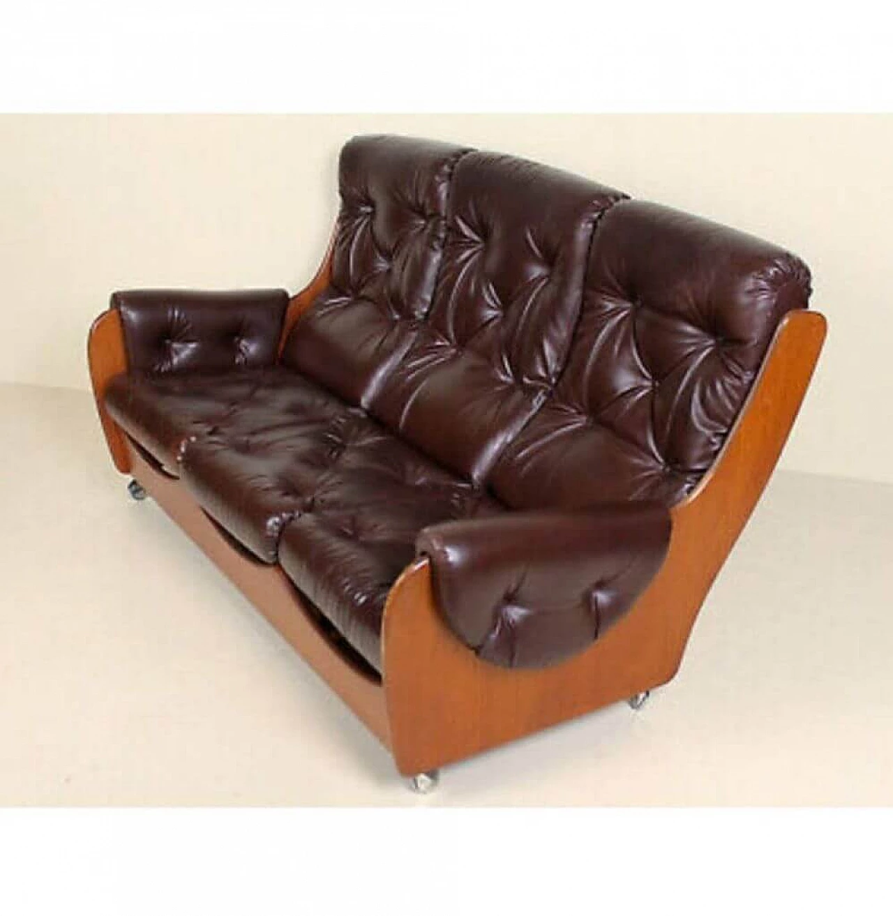 English leather and teak sofa by G. Plan, '70s 1191898