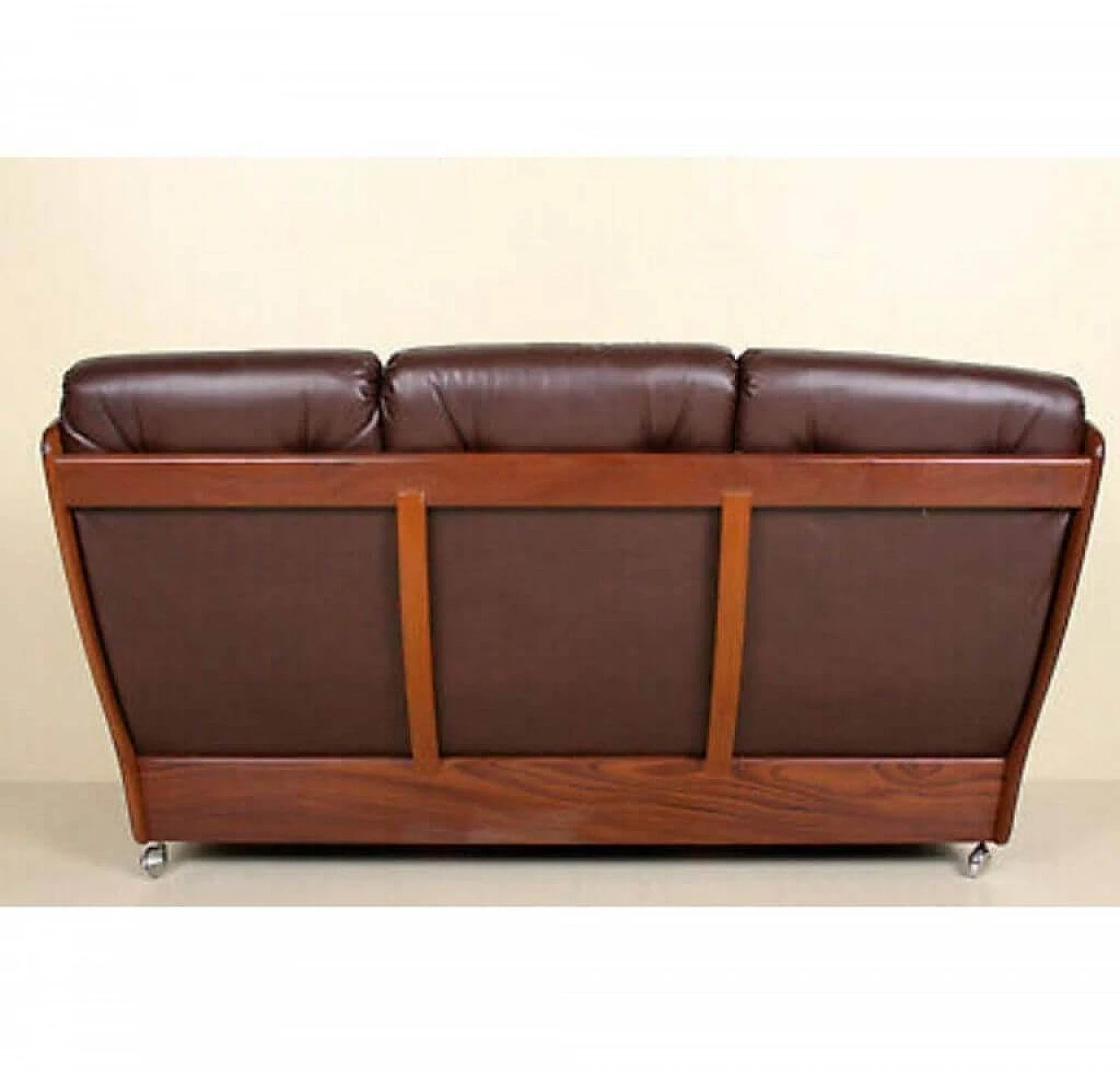 English leather and teak sofa by G. Plan, '70s 1191901