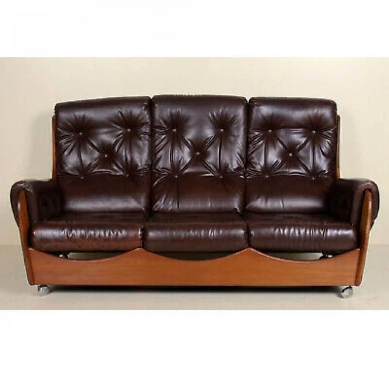 English leather and teak sofa by G. Plan, '70s 1191902