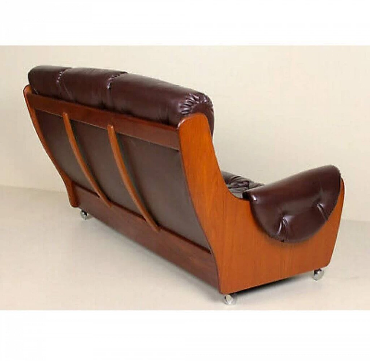 English leather and teak sofa by G. Plan, '70s 1191904