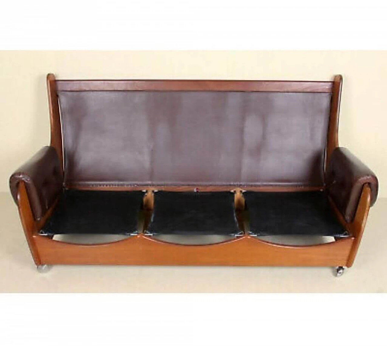 English leather and teak sofa by G. Plan, '70s 1191906
