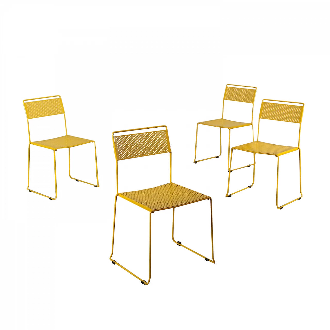 4 Chairs in enameled metal, 80s 1192081