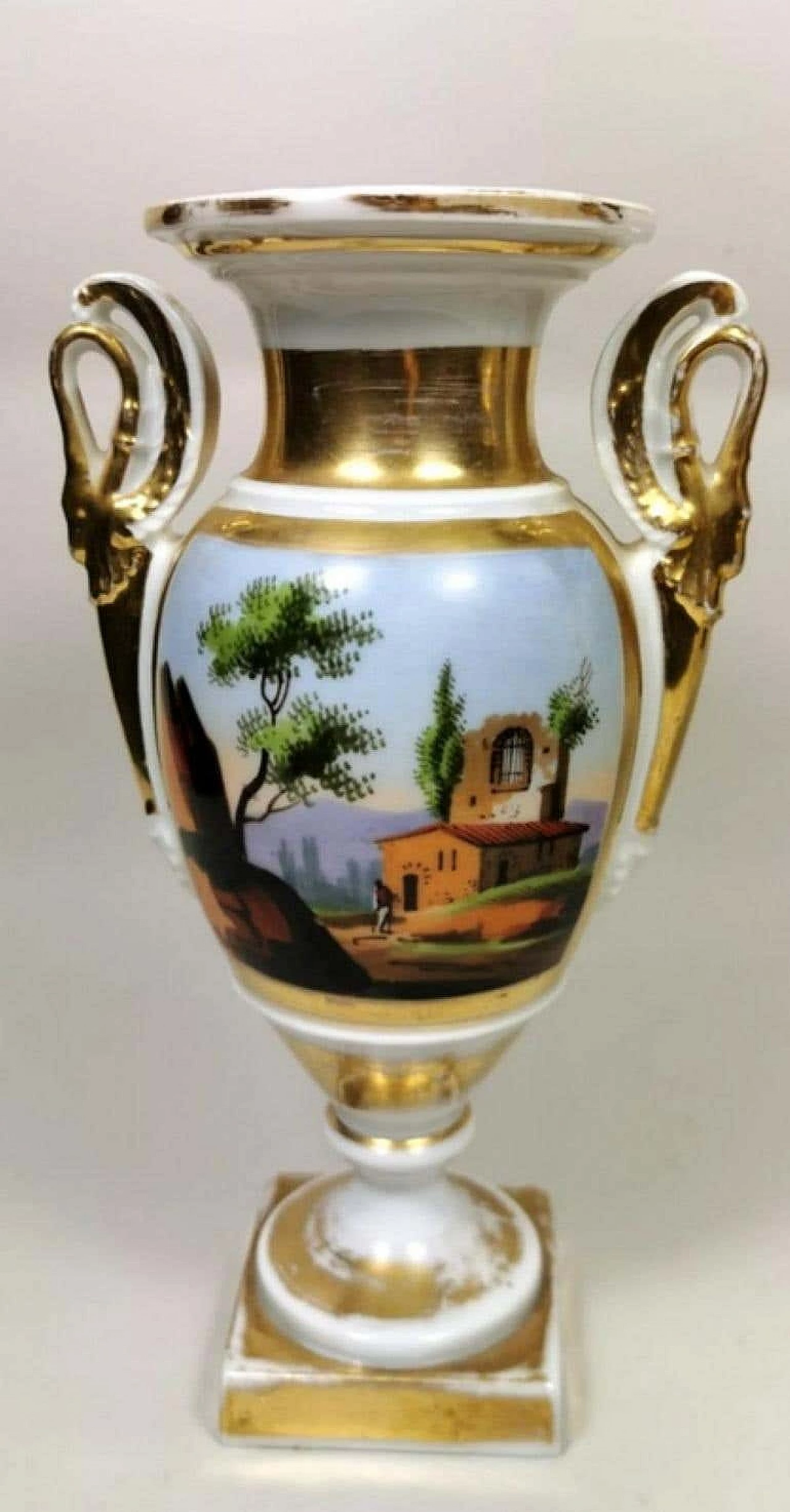 Pair of hand painted Napoleon III vases in porcelain de Paris, 19th century 1192317