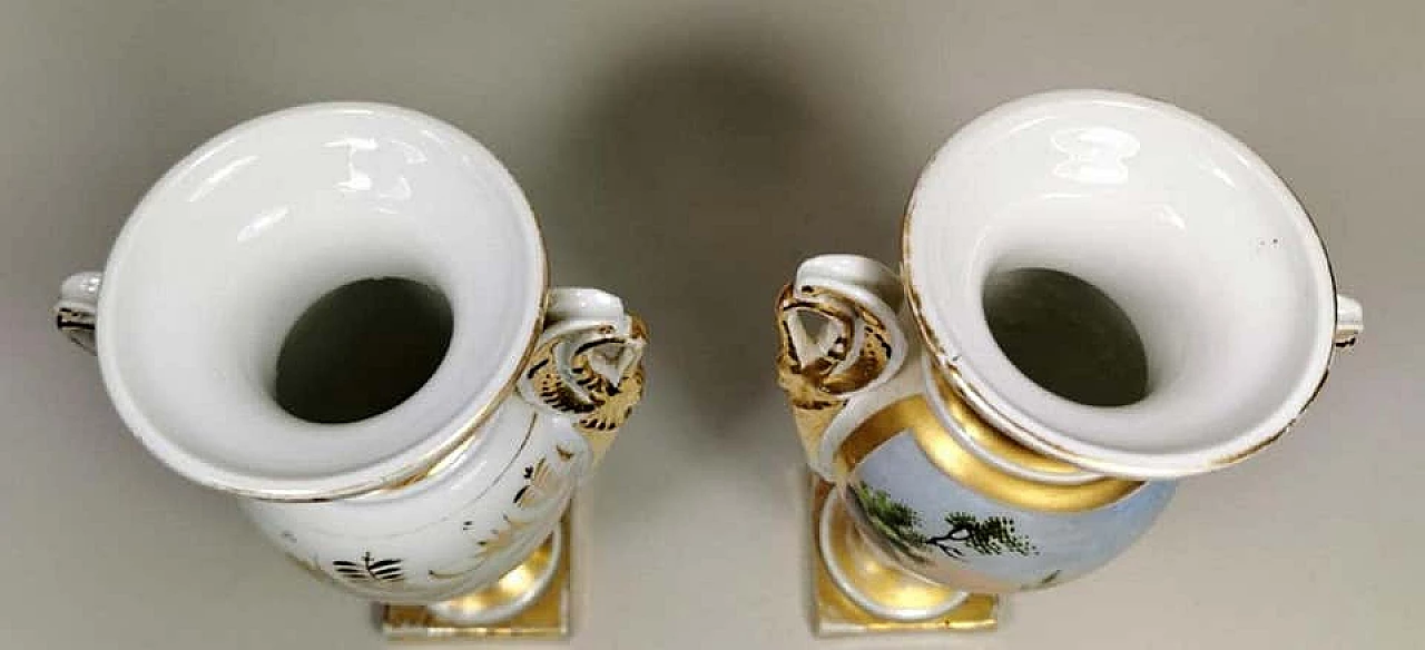 Pair of hand painted Napoleon III vases in porcelain de Paris, 19th century 1192322