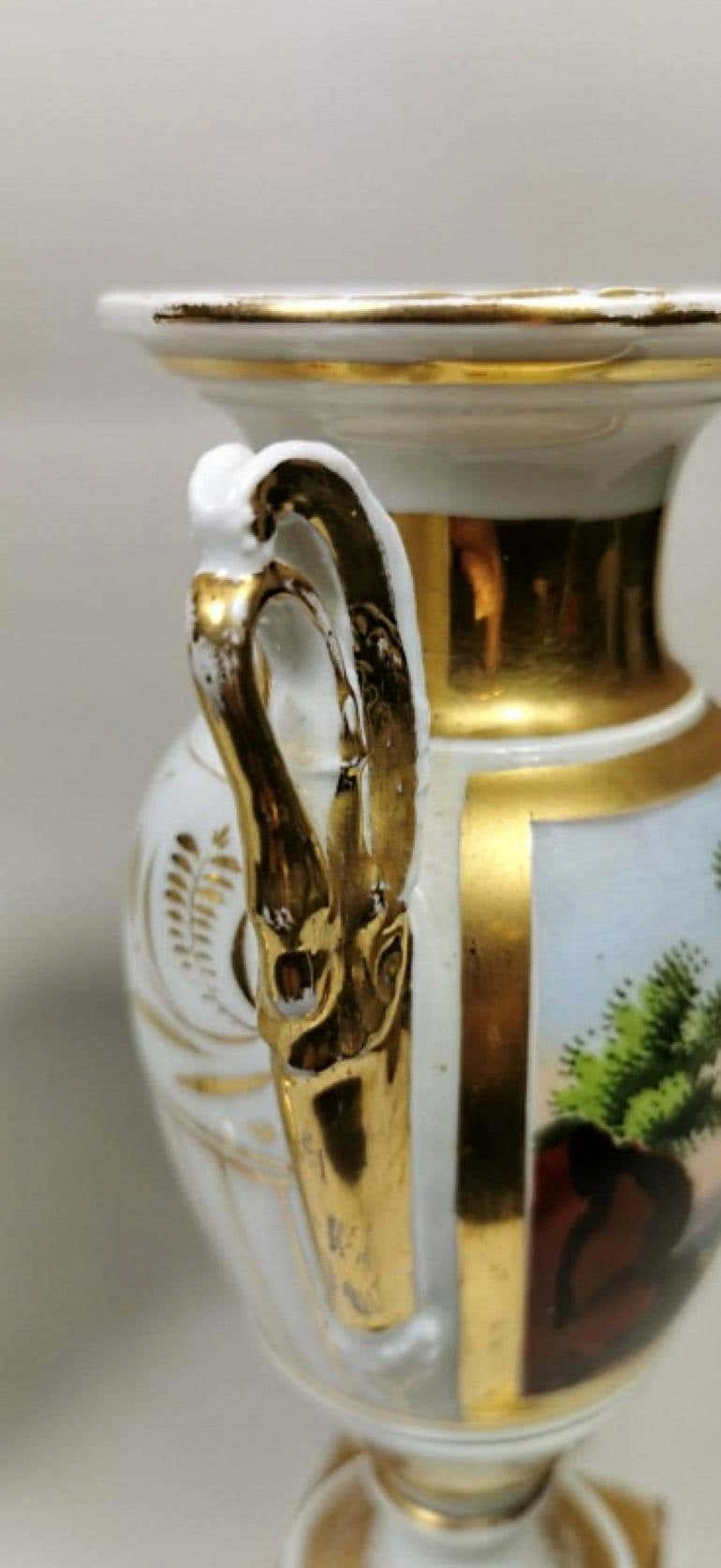 Pair of hand painted Napoleon III vases in porcelain de Paris, 19th century 1192323