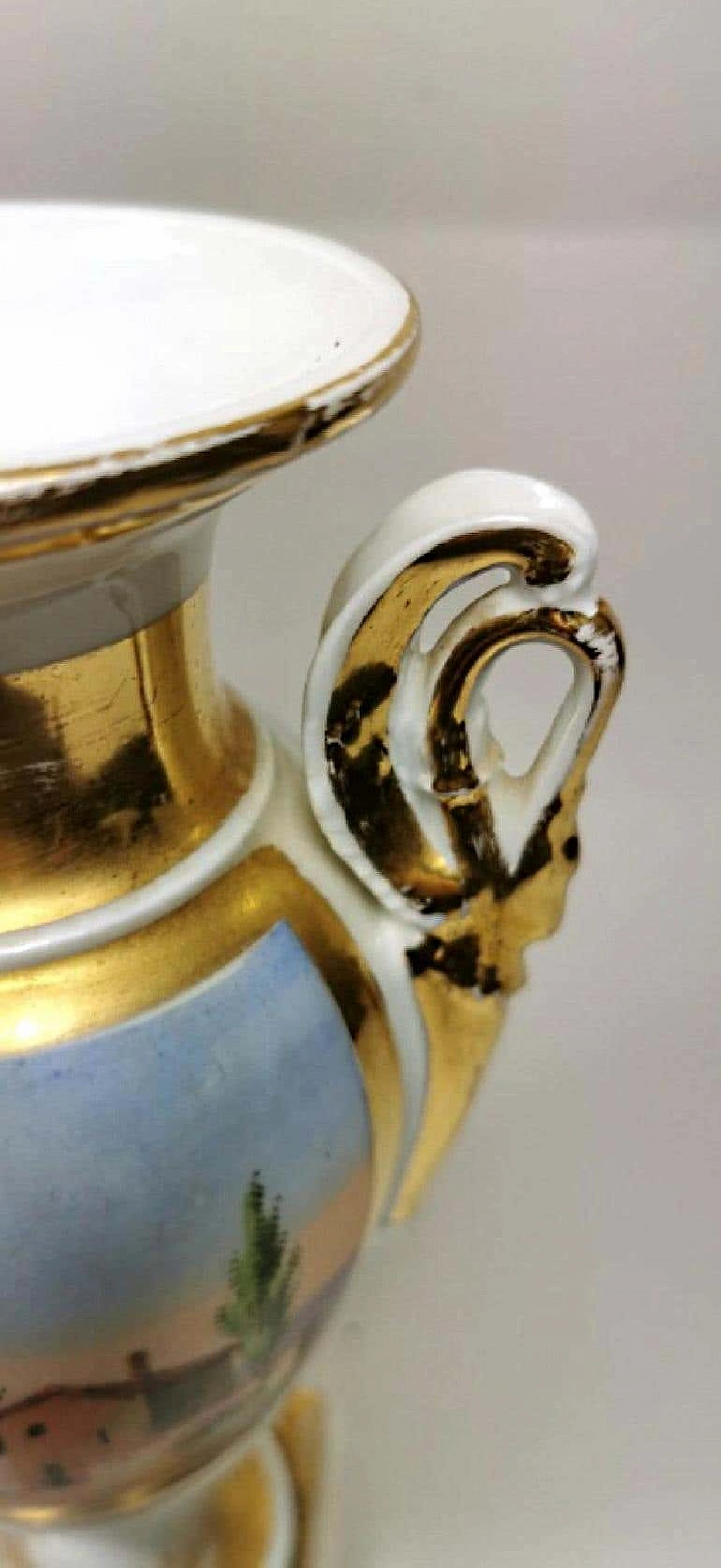 Pair of hand painted Napoleon III vases in porcelain de Paris, 19th century 1192324