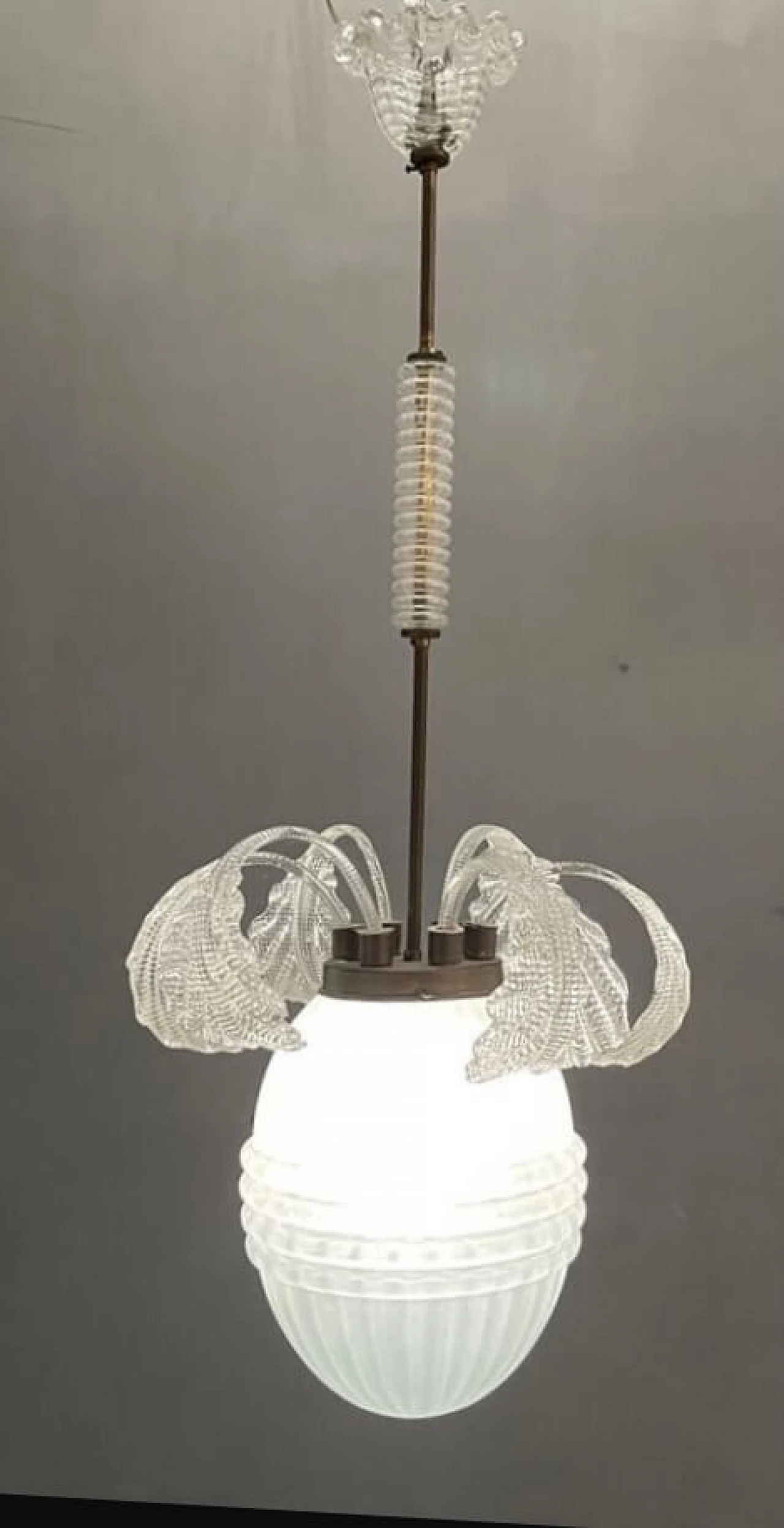 Murano glass Art Deco pendant lamp by Barovier, 1940s 1192567