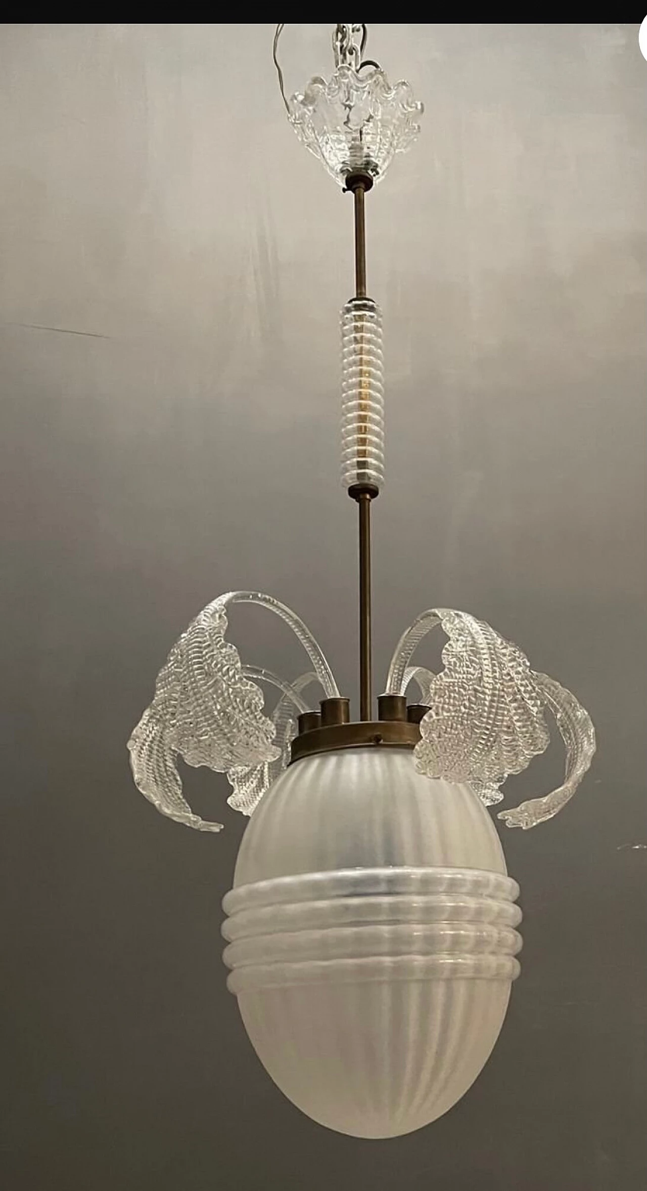 Murano glass Art Deco pendant lamp by Barovier, 1940s 1192568