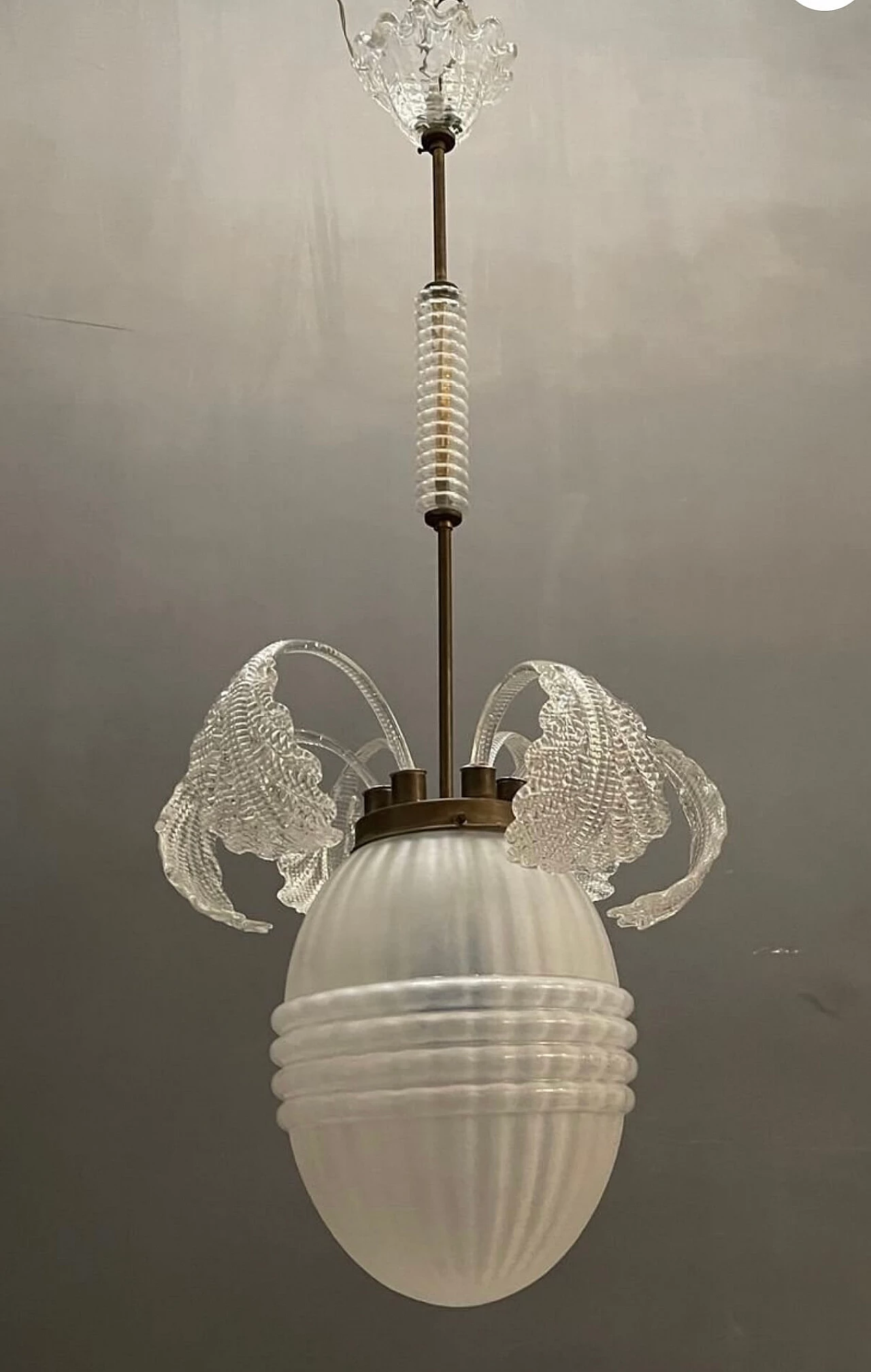 Murano glass Art Deco pendant lamp by Barovier, 1940s 1192570