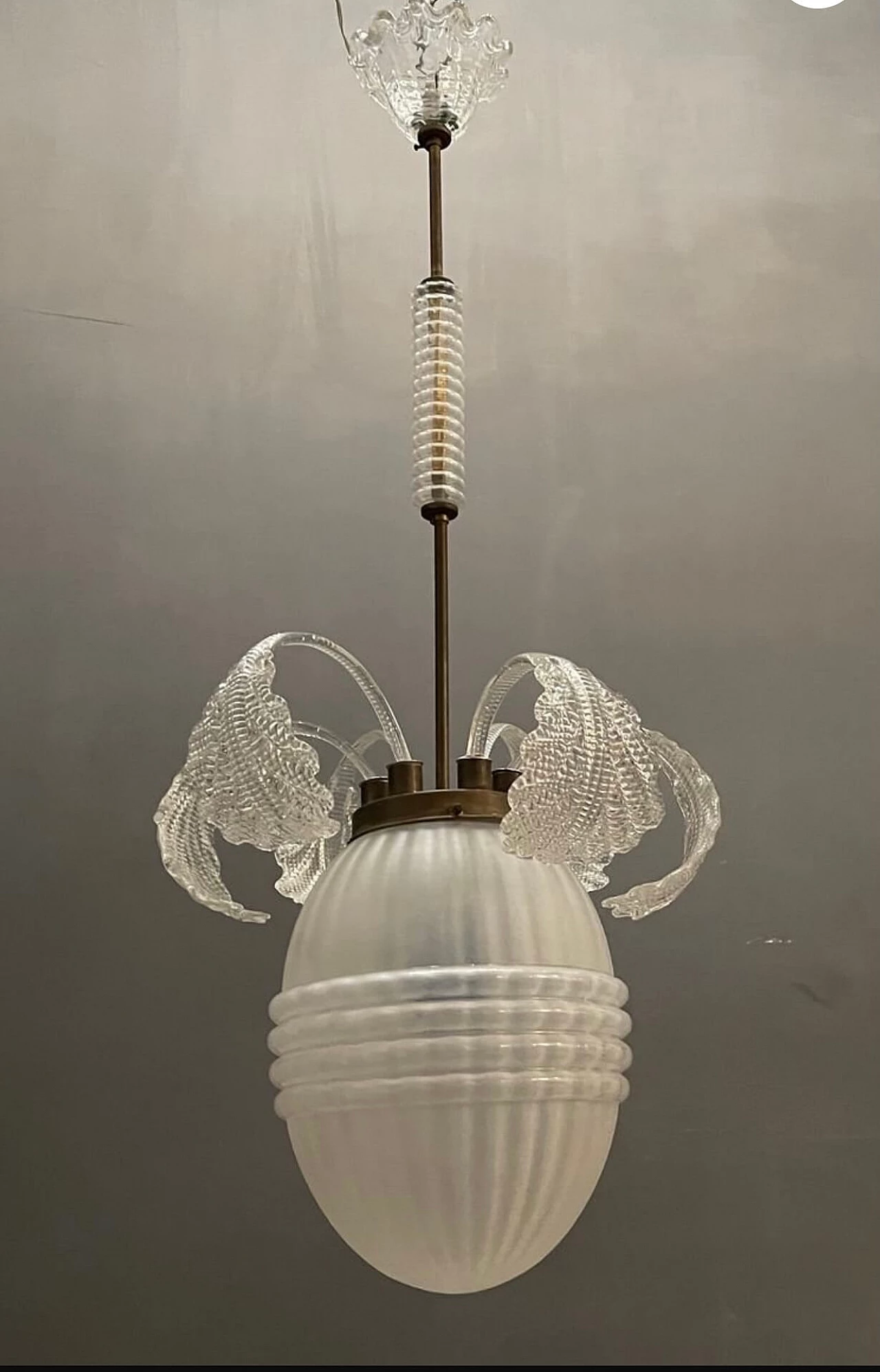 Murano glass Art Deco pendant lamp by Barovier, 1940s 1192571