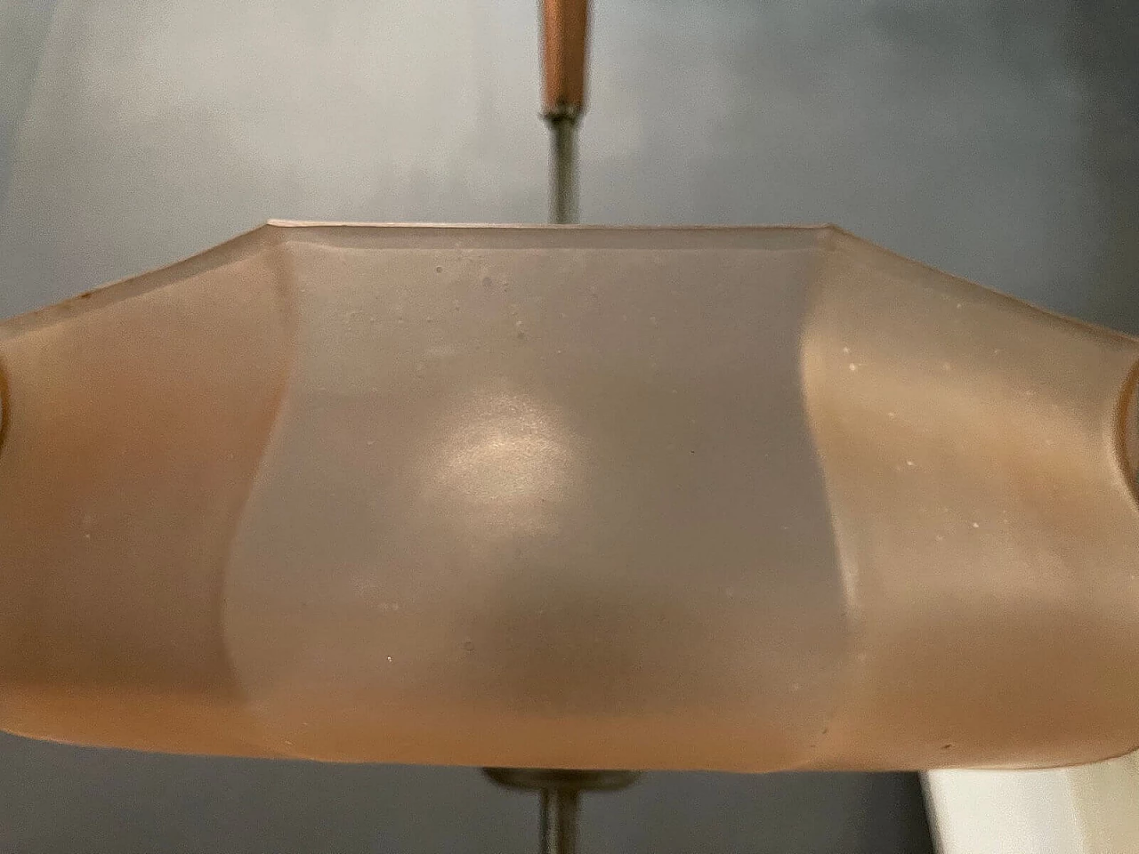 Lampadario in vetro rosa Art Deco, anni '50 1193035