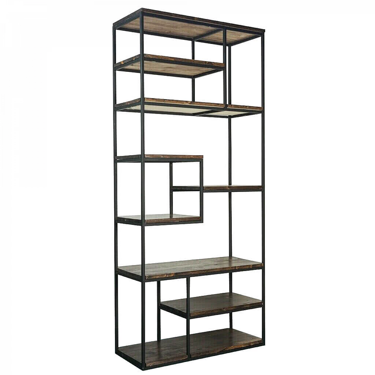 Industrial bookcase in iron and wood, 70s 1193072