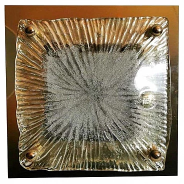 Lampada da soffitto o da parete in acciaio e vetro di Murano di La Murrina, anni '70