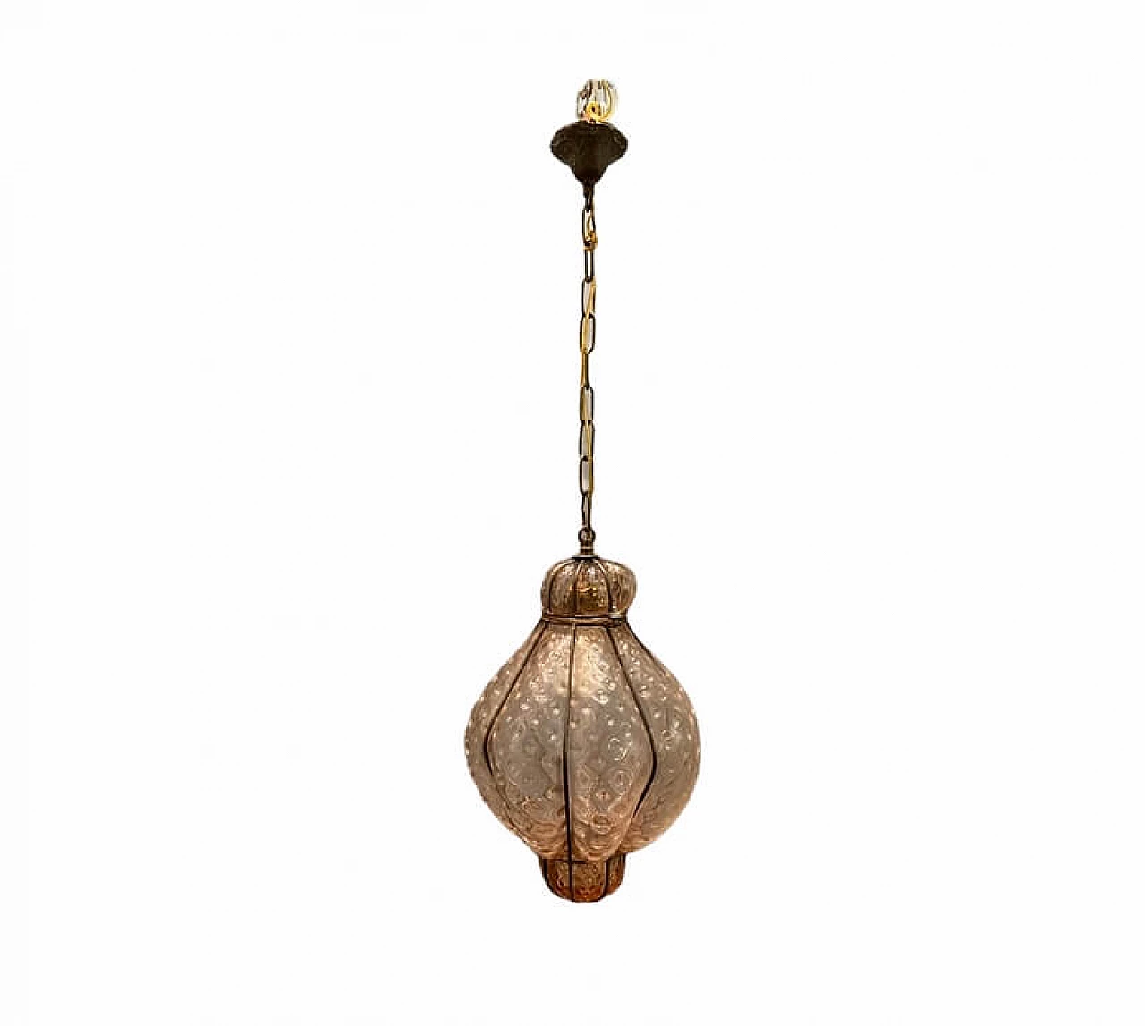 Pink handblown  Murano glass pendant lamp, 70s 1193172