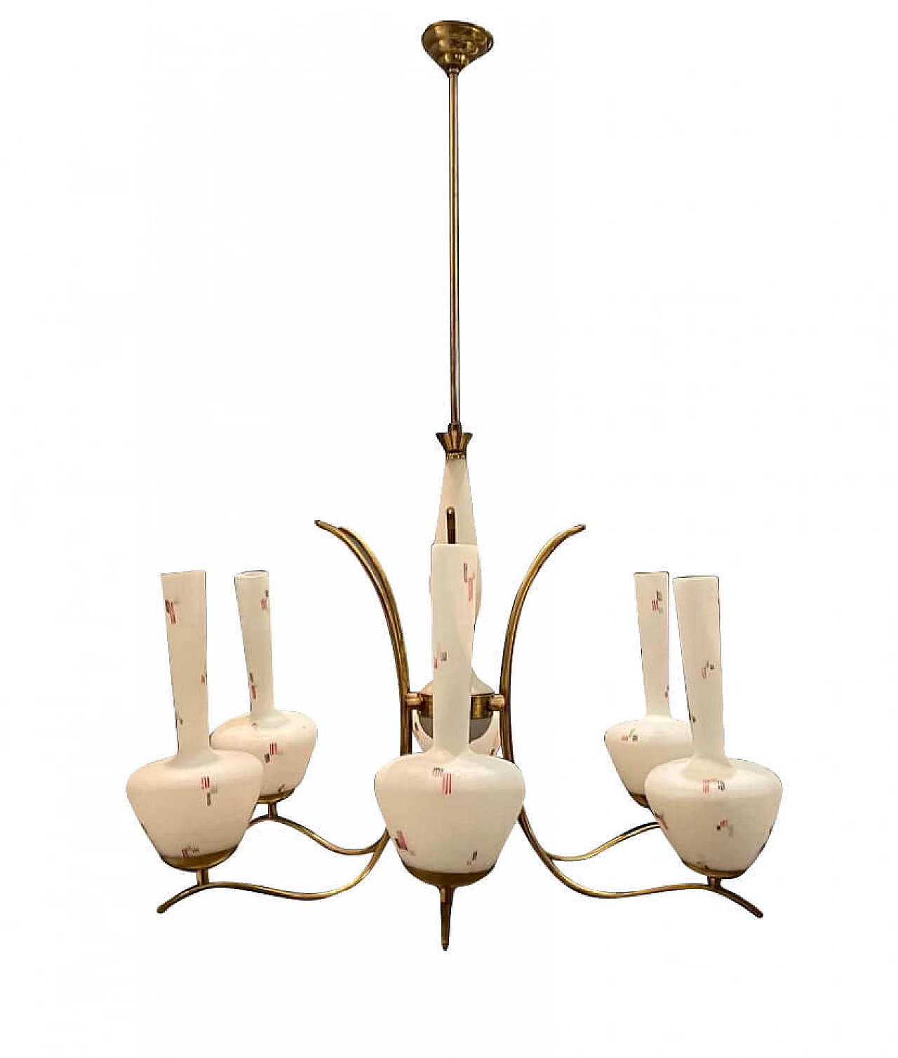 Opaline glass chandelier by Stilnovo, 50s 1193197