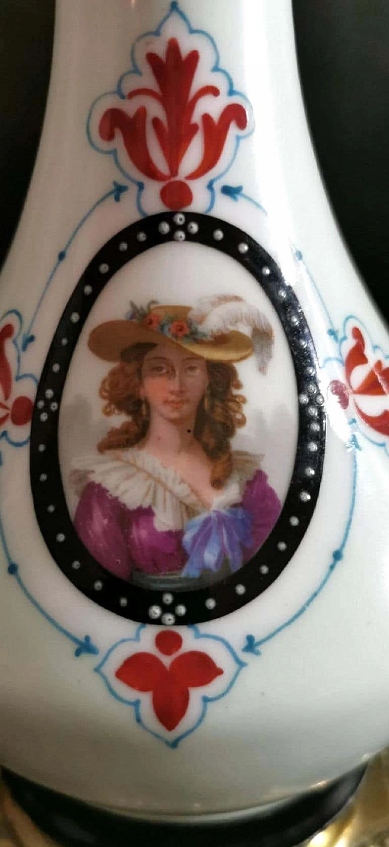 Coppia di lampade a olio Napoleone III in porceain de Paris 1193322