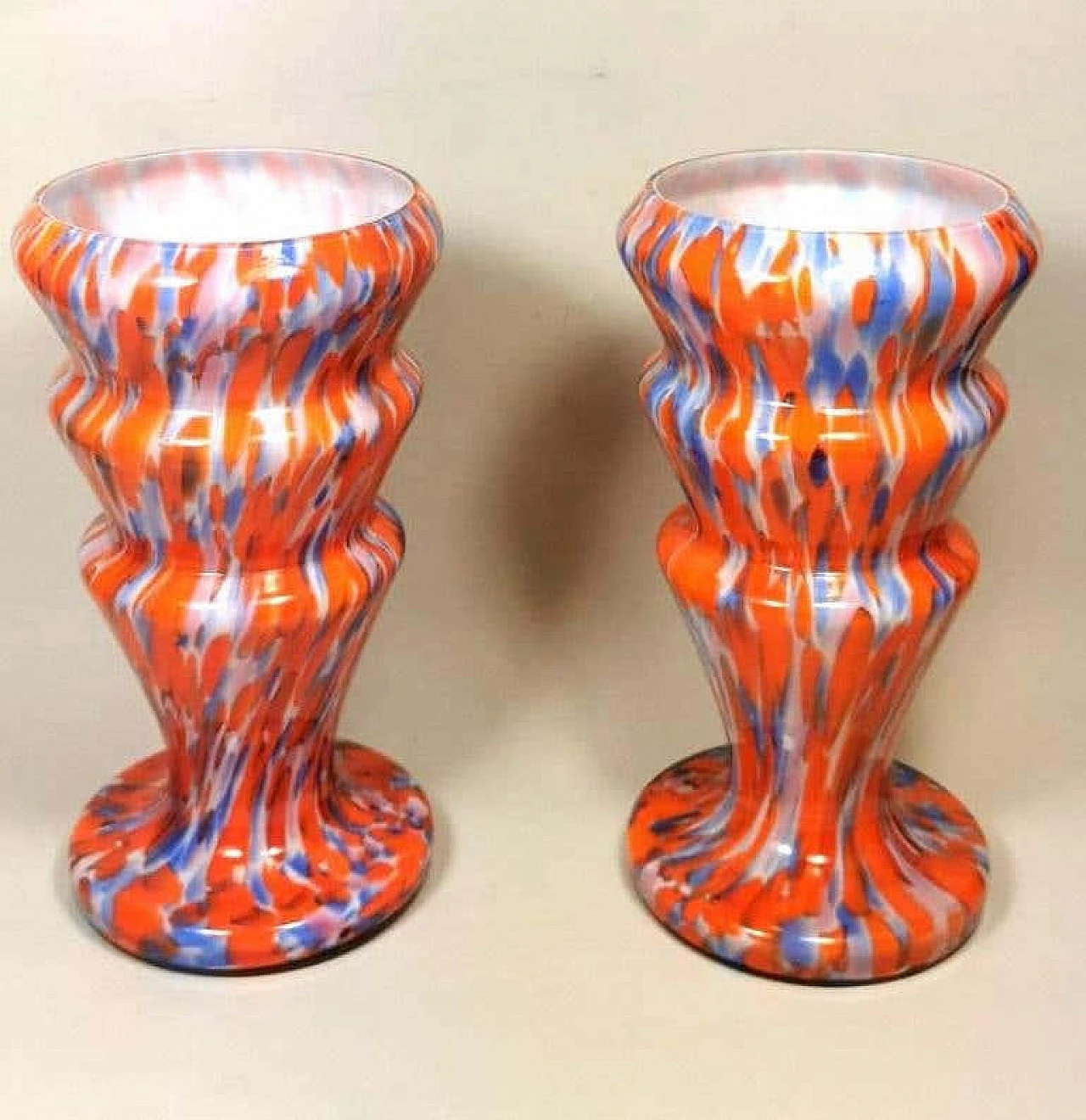 Pair of vases in colored opaline glass by Clichy, 60s 1193340