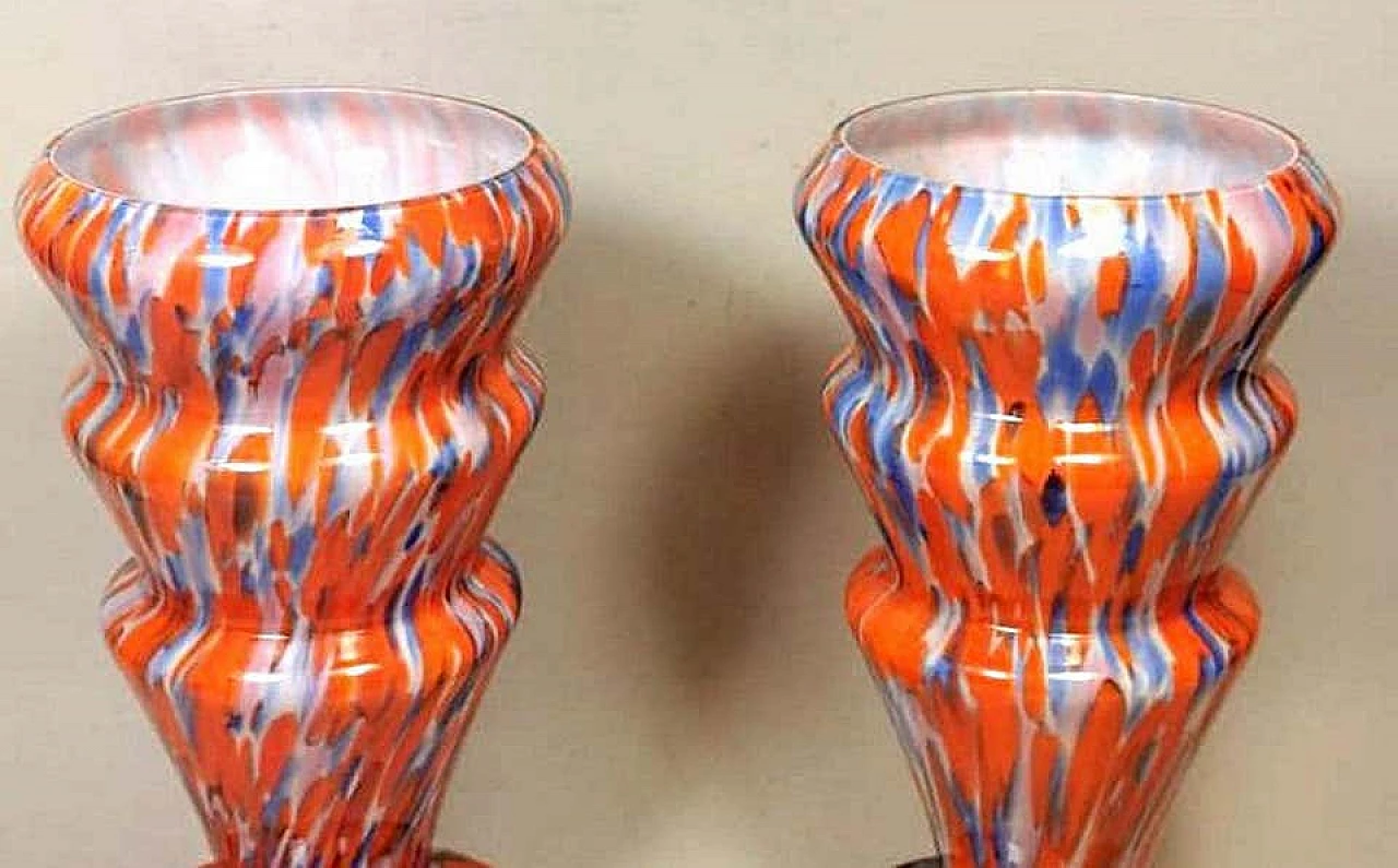 Pair of vases in colored opaline glass by Clichy, 60s 1193341