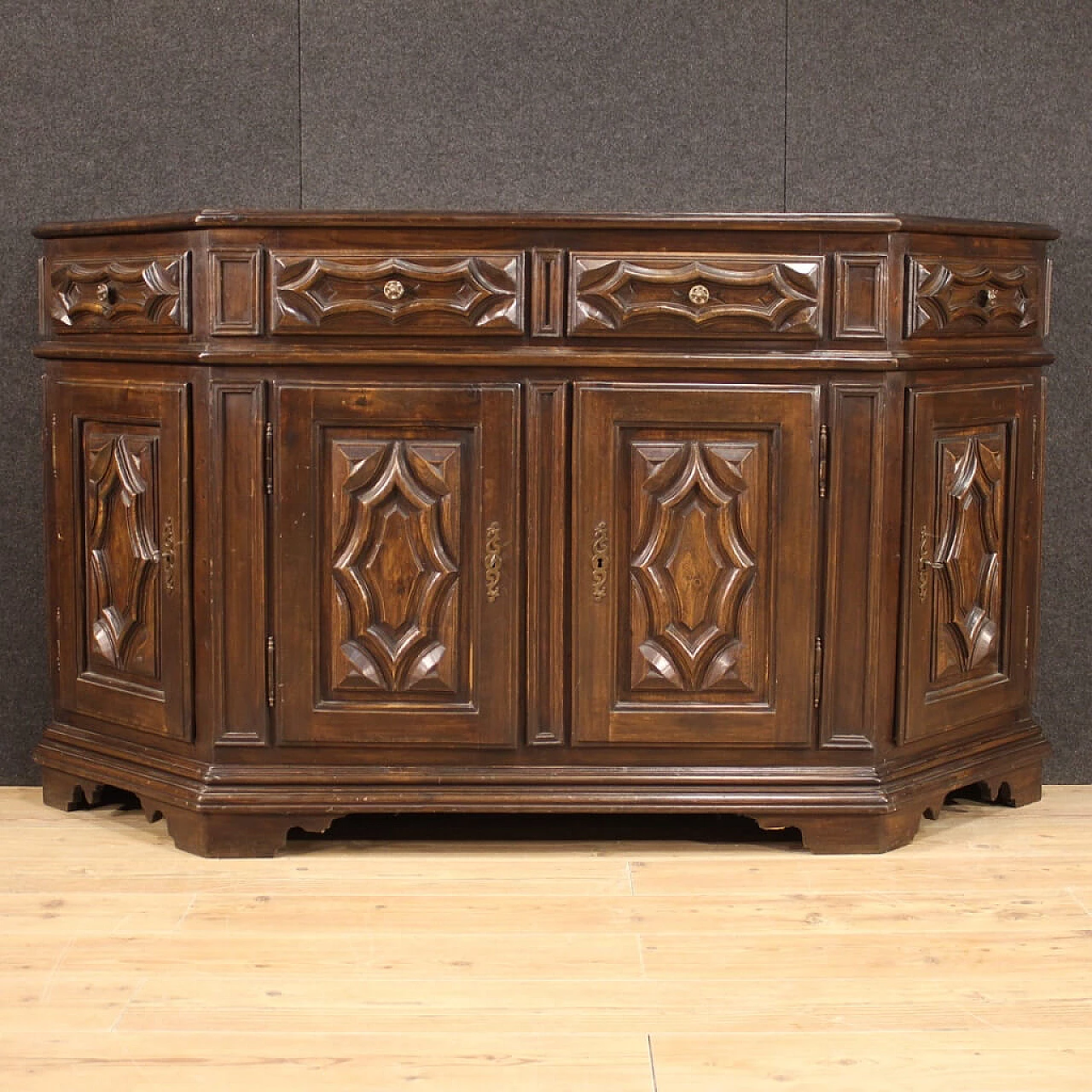 Credenza italiana in legno di rovere e faggio, anni '40 1193403