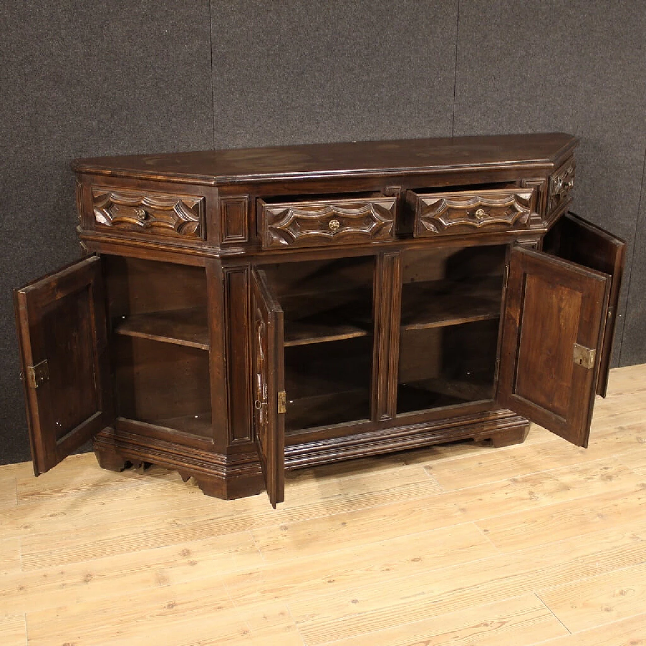 Credenza italiana in legno di rovere e faggio, anni '40 1193406