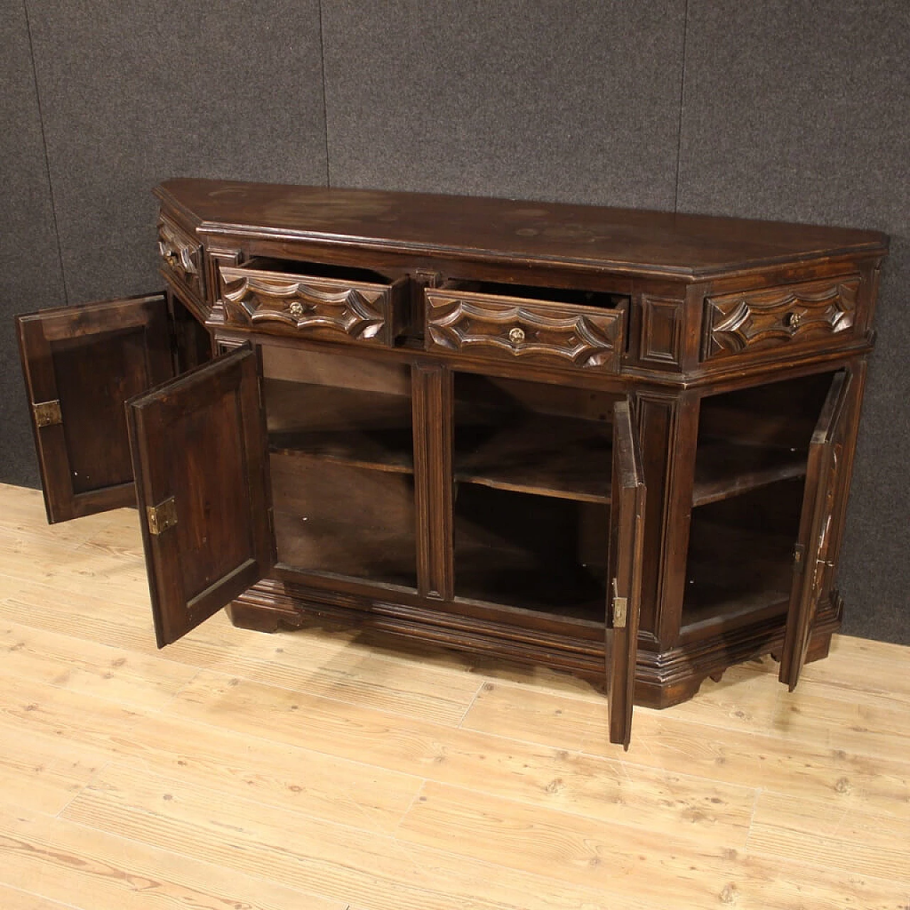 Credenza italiana in legno di rovere e faggio, anni '40 1193407