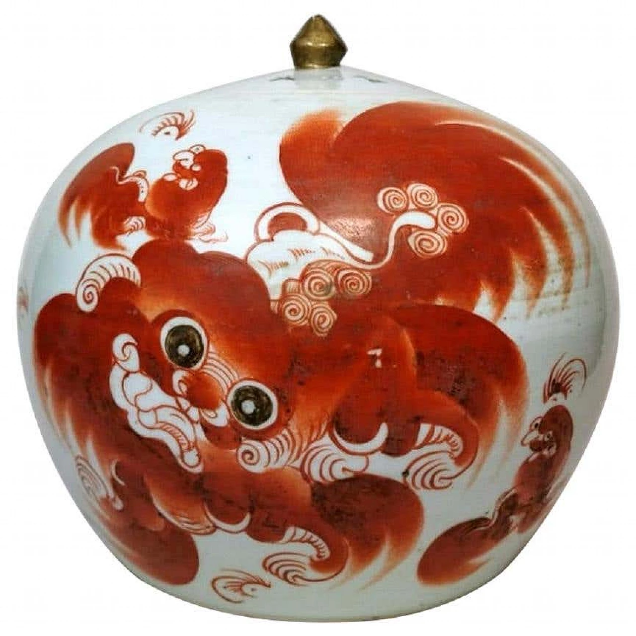 Vaso per lo zenzero con coperchio della dinastia Qing in porcellana dipinta 1193453