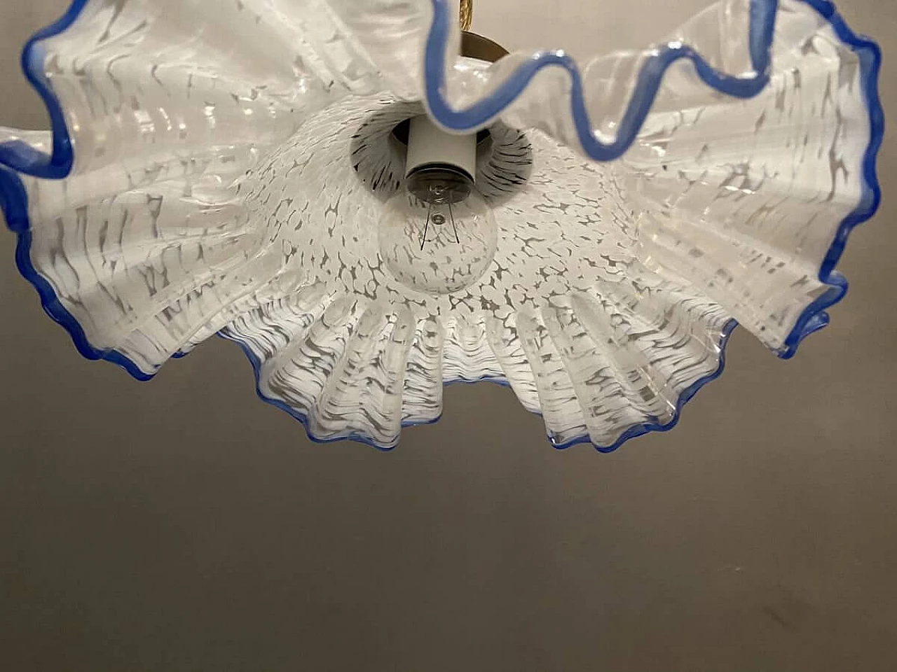 Lampada a sospensione in vetro di Murano blu, anni '50 1193628