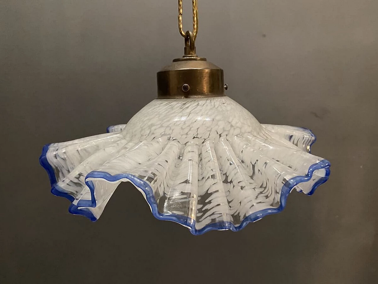 Lampada a sospensione in vetro di Murano blu, anni '50 1193629
