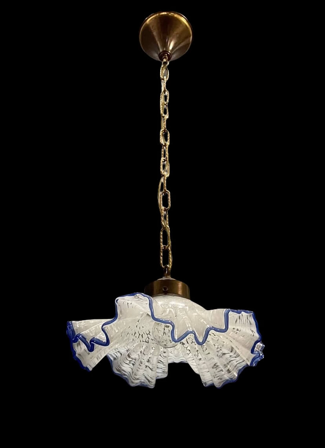 Lampada a sospensione in vetro di Murano blu, anni '50 1193630