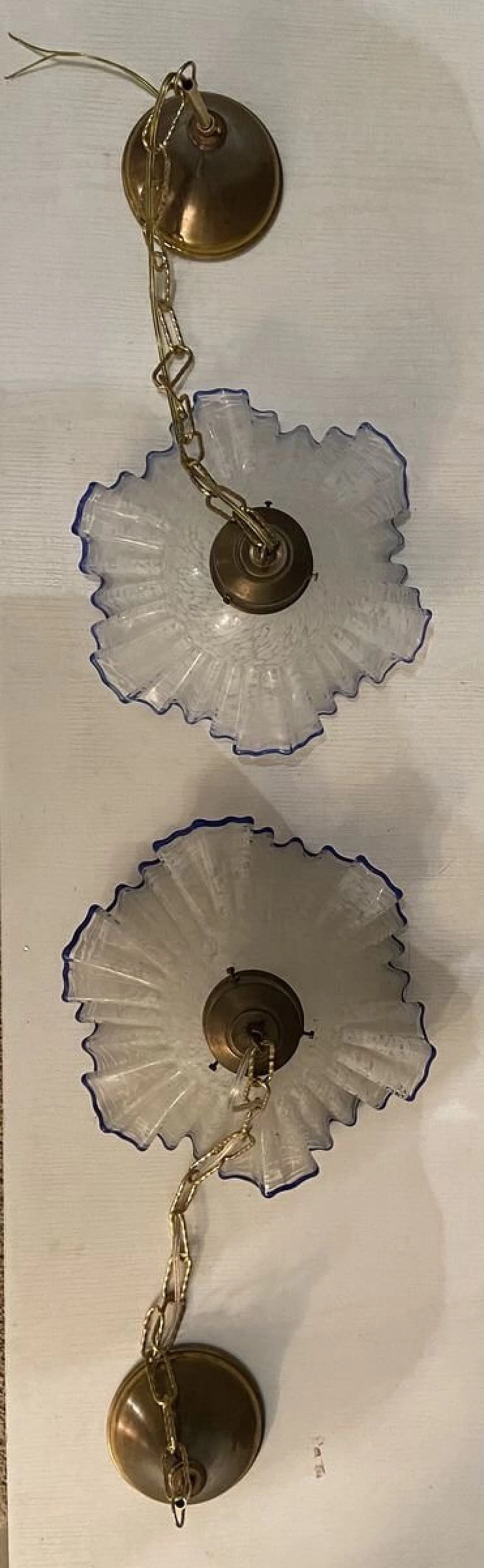 Lampada a sospensione in vetro di Murano blu, anni '50 1193631