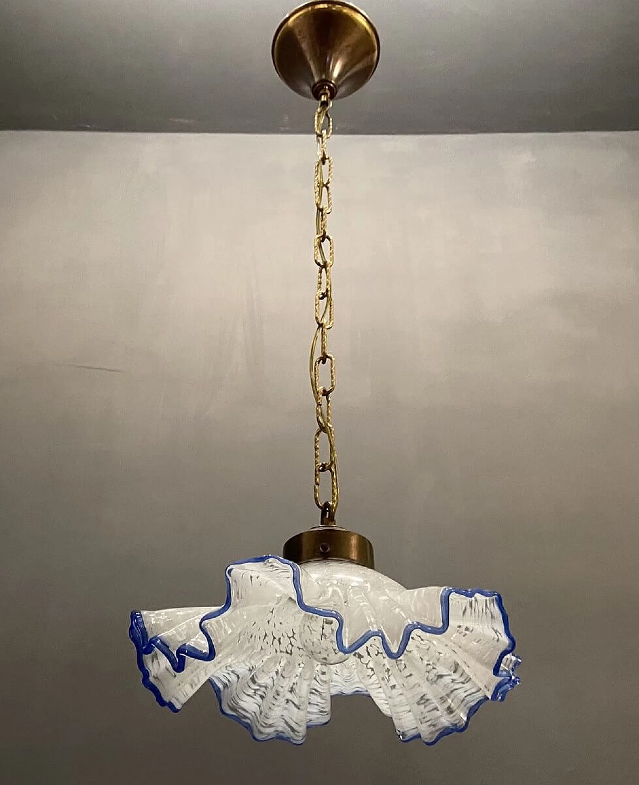 Lampada a sospensione in vetro di Murano blu, anni '50 1193633
