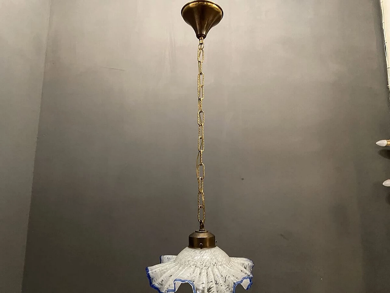 Lampada a sospensione in vetro di Murano blu, anni '50 1193634