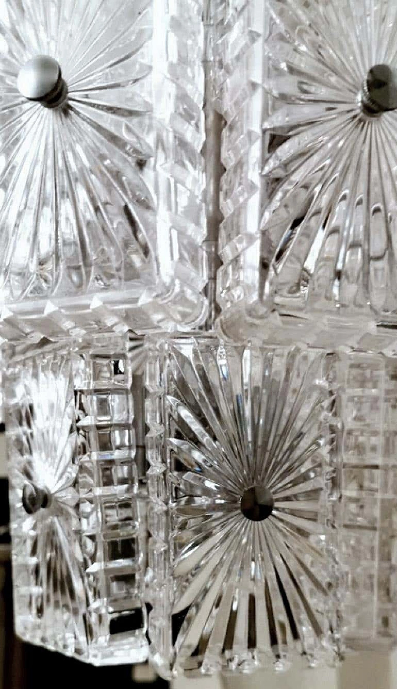 Chandelier with 12 light in crystal and nickel-plated metal, 60s 1193785