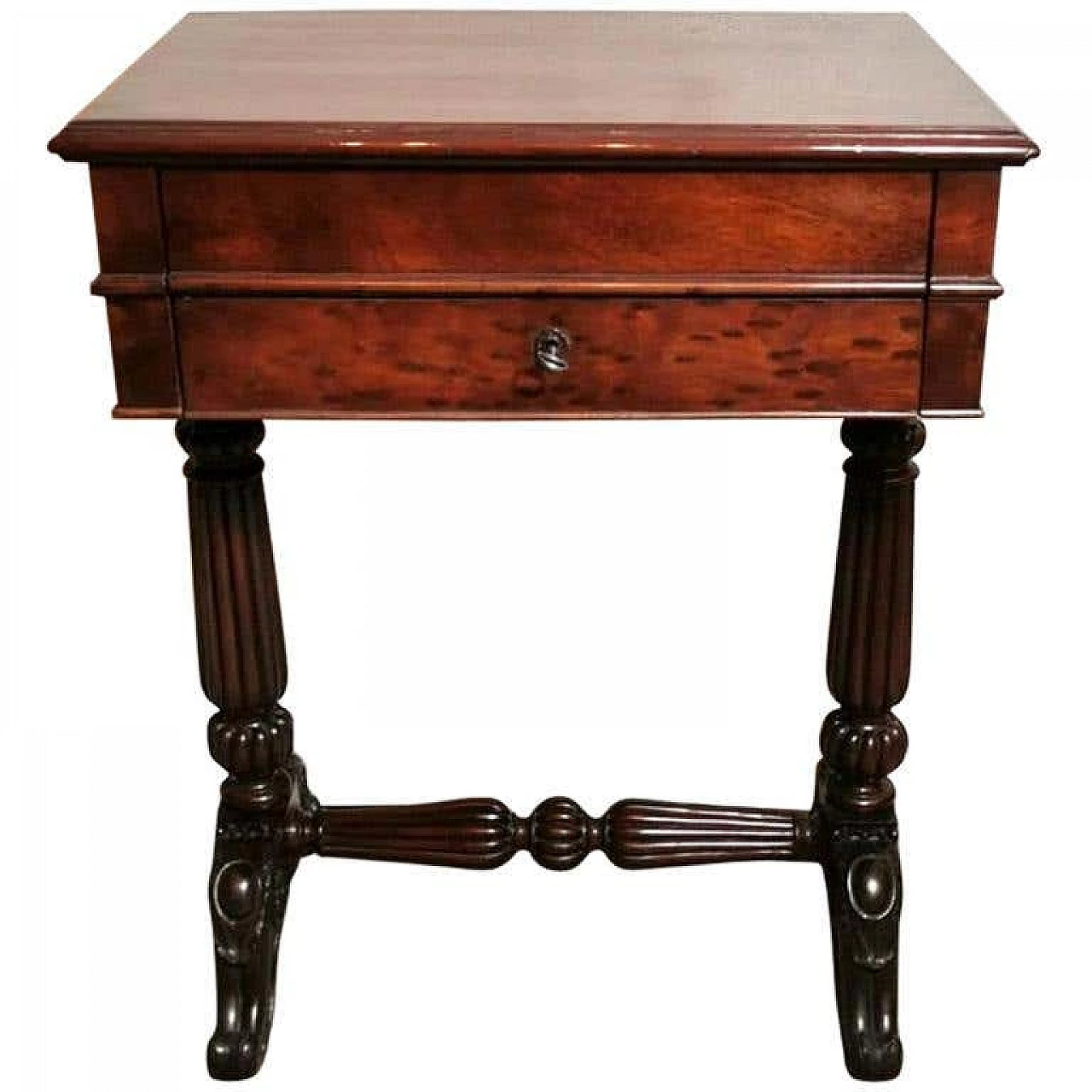 Victorian dressing table with mirror and drawers in mahogany feather, 19th century 1193836