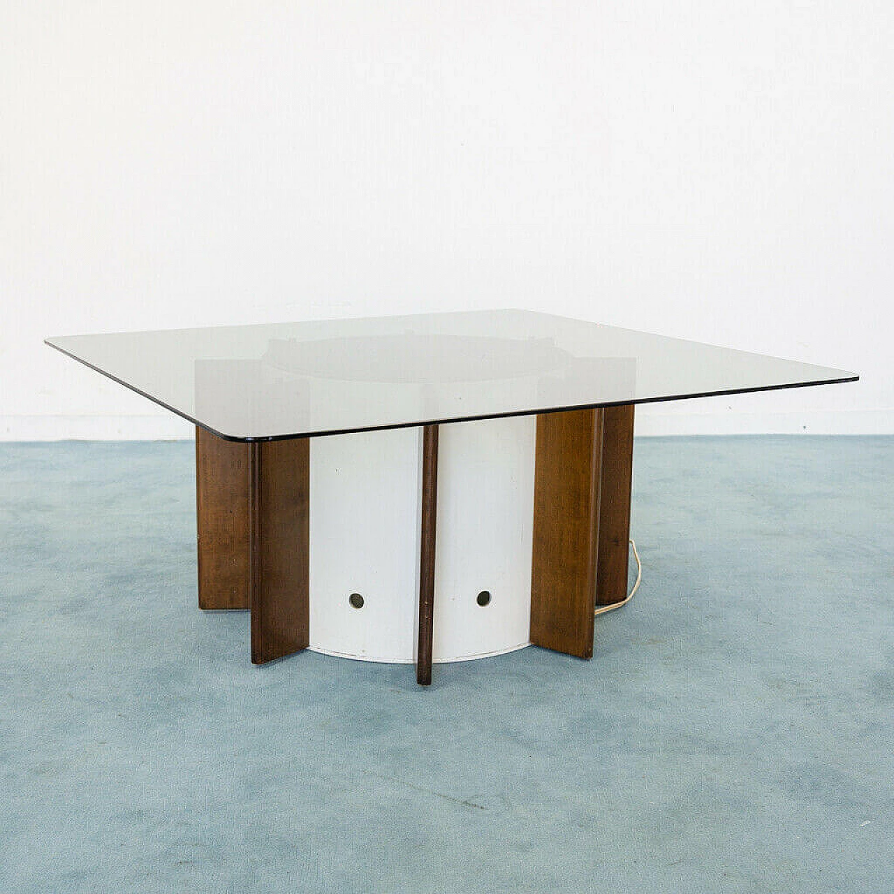 Luminous coffee table in wood and glass, 1970s 1194171