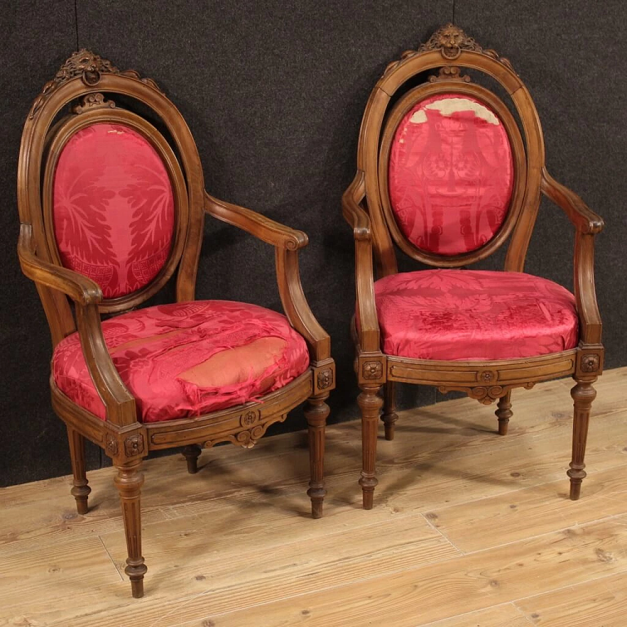 Pair of 19th century walnut armchairs 1194202