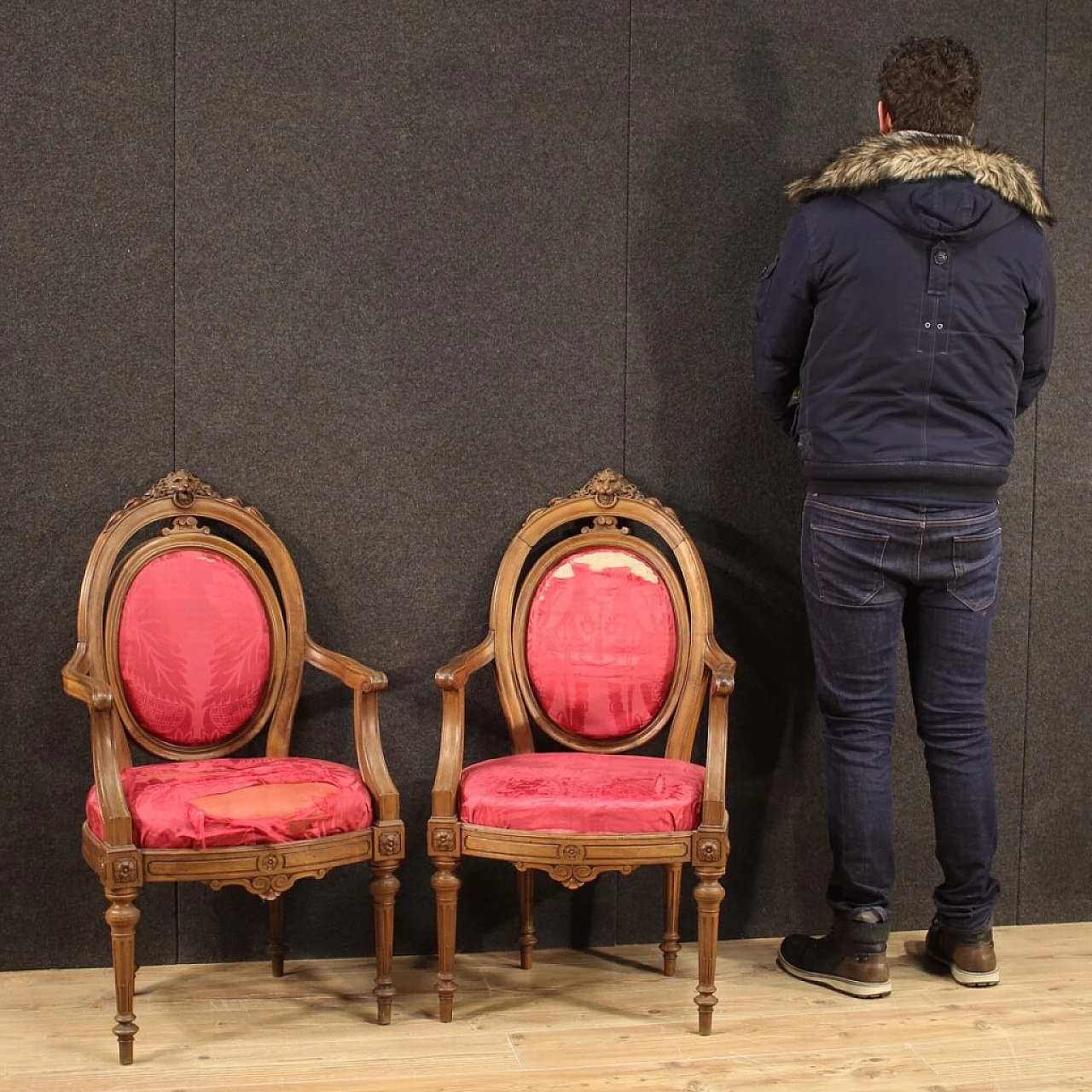 Pair of 19th century walnut armchairs 1194213