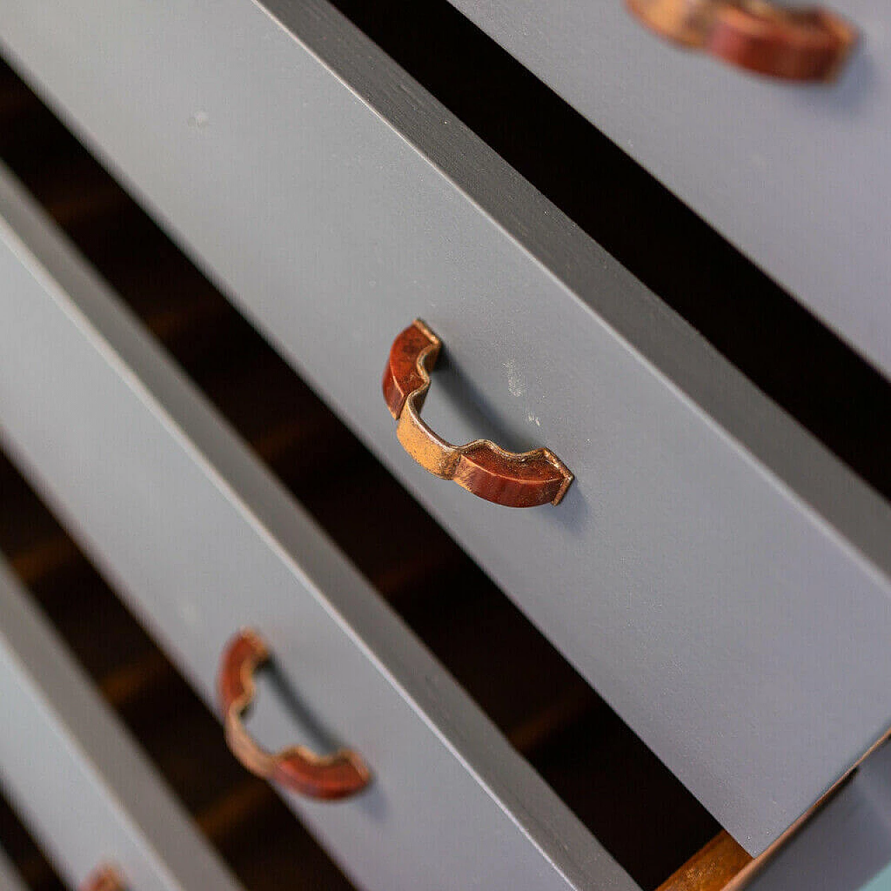 Optician's chest of drawers in wood, metal and bone, 1940s 1194344