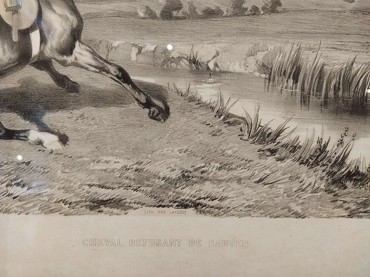 Lithograph Cheval refusant de sauter, mid 19th century 1194371