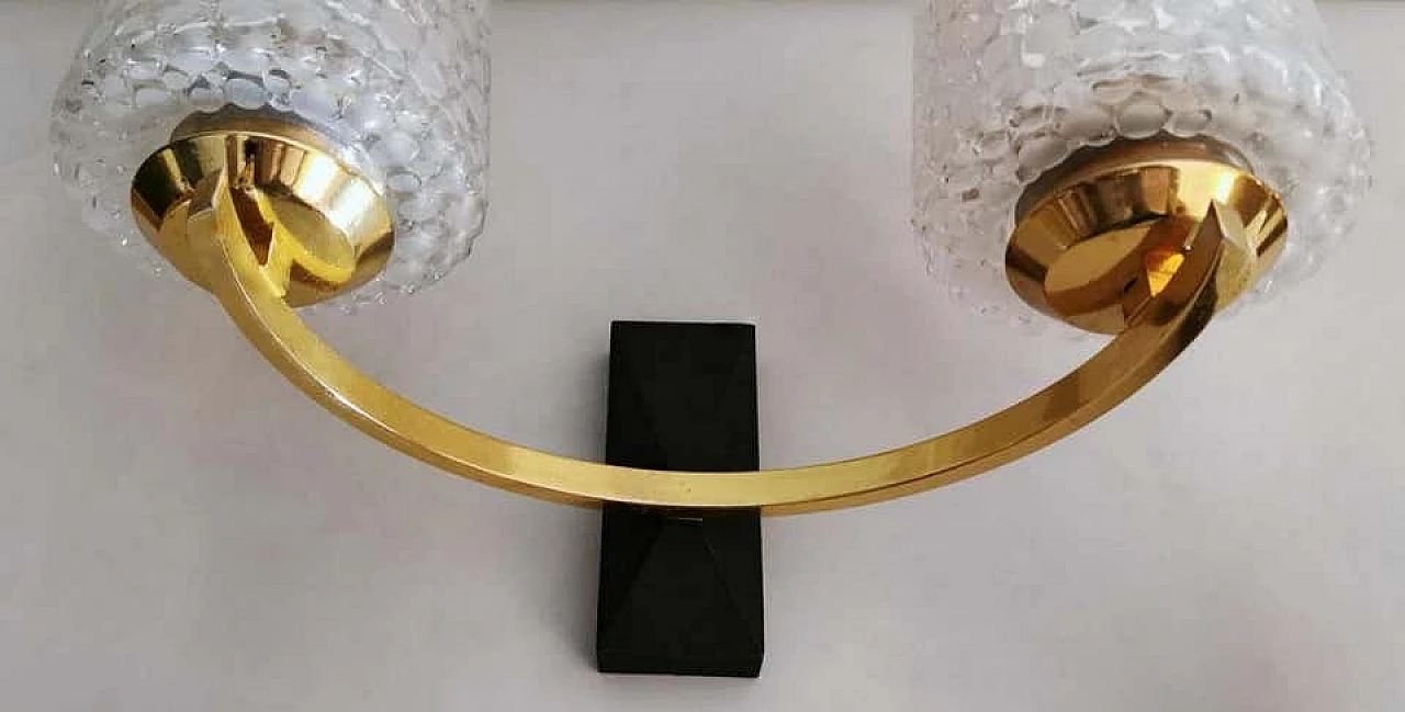 3 Maison Arlus style sconces in brass and half crystal, 50s 1194415