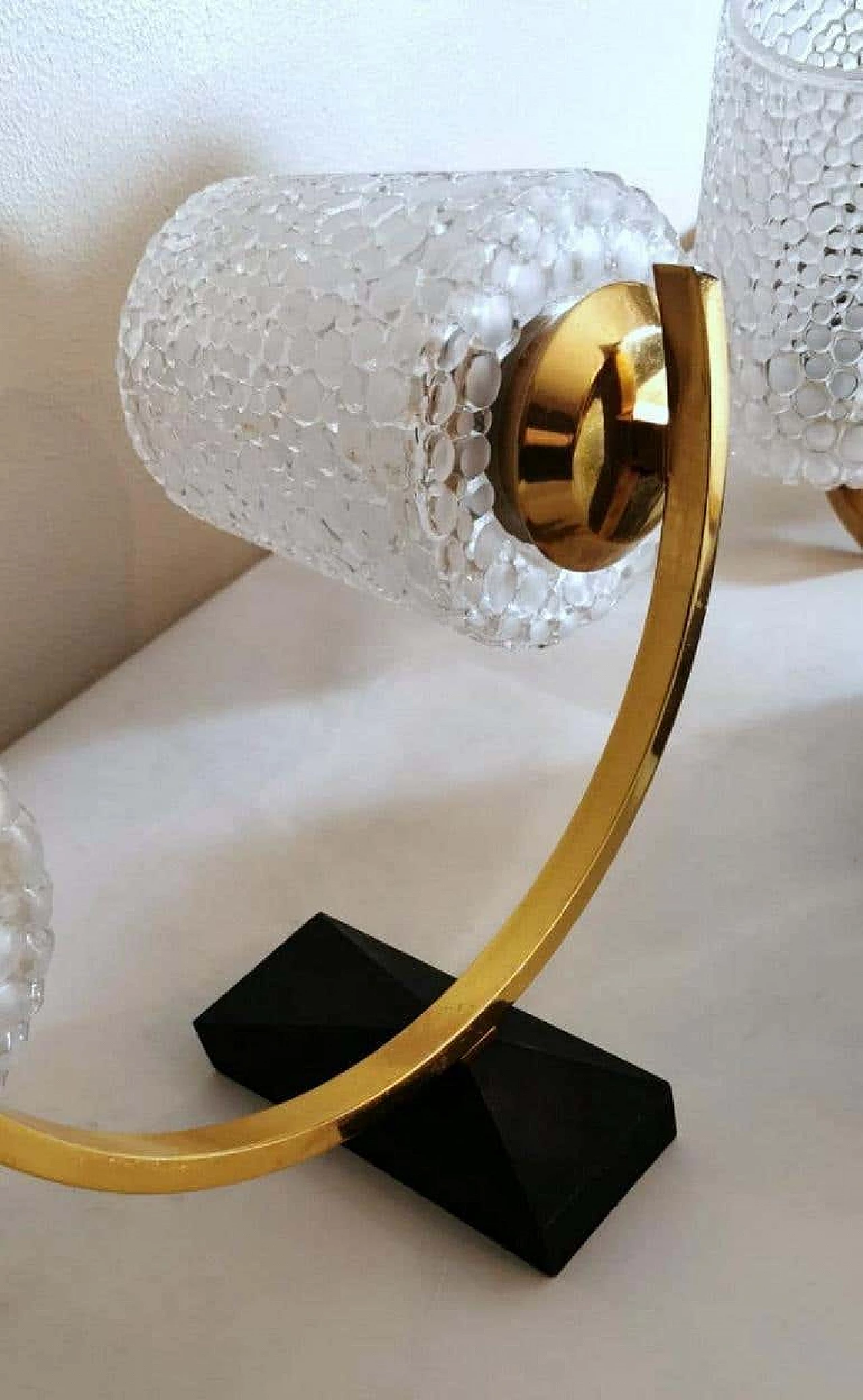 3 Maison Arlus style sconces in brass and half crystal, 50s 1194417