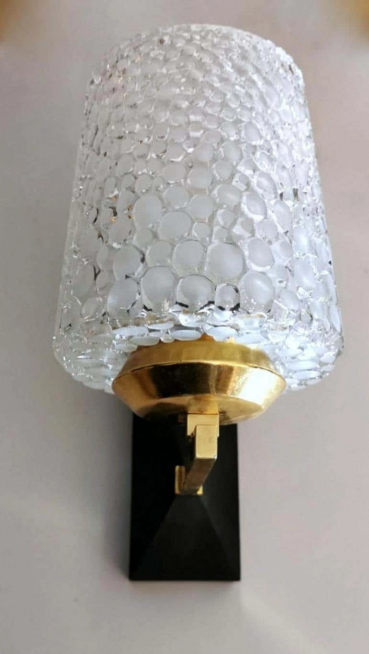 3 Maison Arlus style sconces in brass and half crystal, 50s 1194418