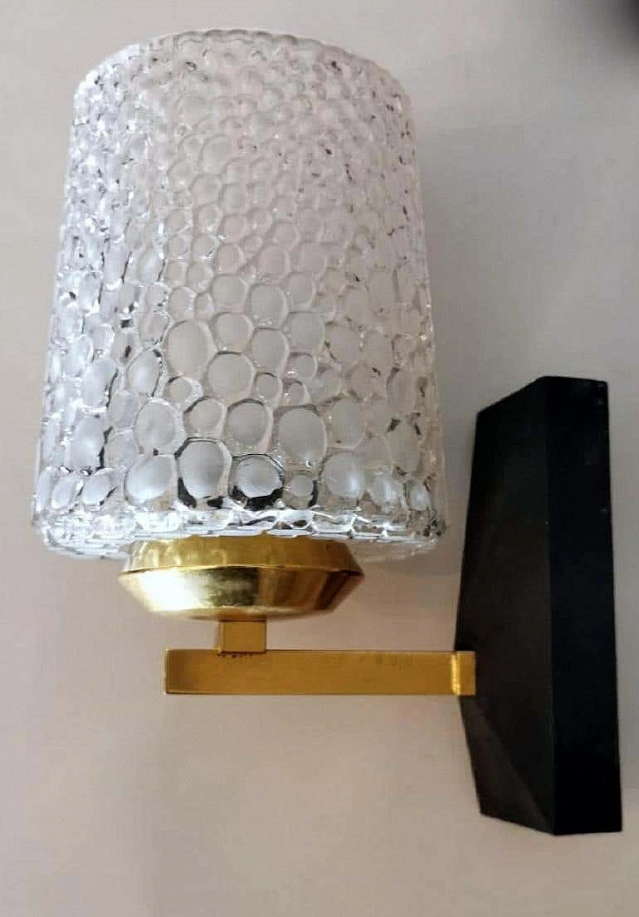 3 Maison Arlus style sconces in brass and half crystal, 50s 1194419