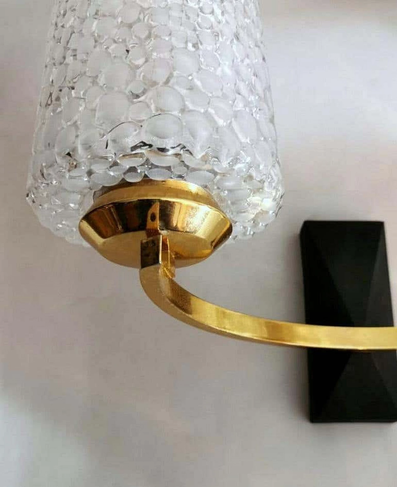 3 Maison Arlus style sconces in brass and half crystal, 50s 1194421